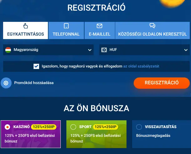 Mostbet regisztrációs ablak a módszerekkel és bónuszválasztással